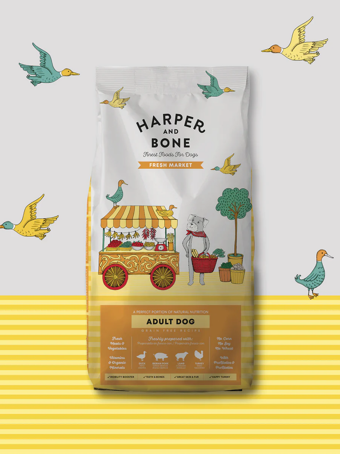 Harper & Bone pienso para perro adulto mediano y grande FRESH MARkET con aves, cordero y cerdo ibérico de 12 kg