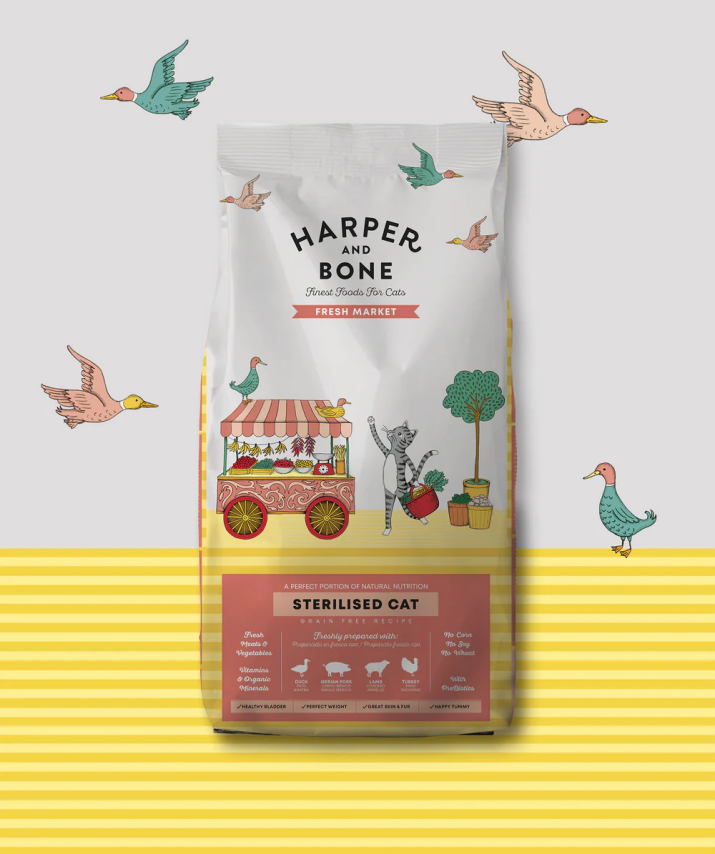 Harper & Bone pienso para gatos STERILISED FRESH MARKET con aves, cordero y cerdo ibérico de 5 kg