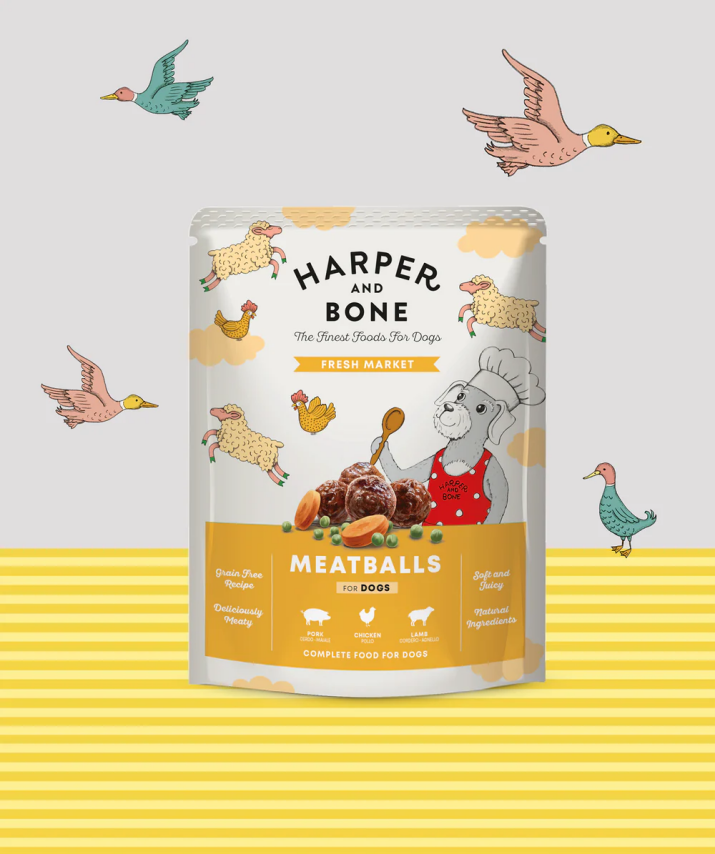 Harper & bone poch de algondigas para perro FRESH MARKET con cordero, cerdo y pollo de 300gr