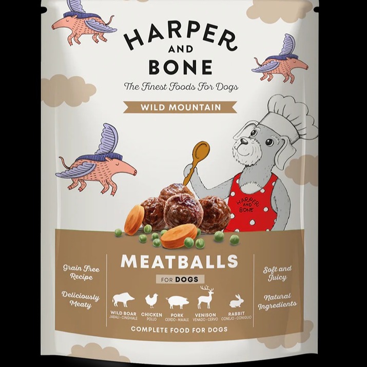 Harper & bone poch de algondigas para perro WILD MOUNTAIN con ciervo,javalí, conejo, entre otros de 300 gr