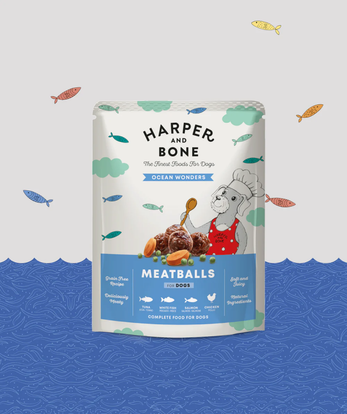Harper & bone poch de algondigas para perro OCEAN WONDERS con salmón, atún, entre otros de 100 gr