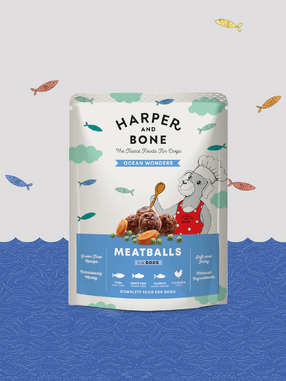 Harper & bone poch de algondigas para perro OCEAN WONDERS con salmón, atún, entre otros de 300 gr