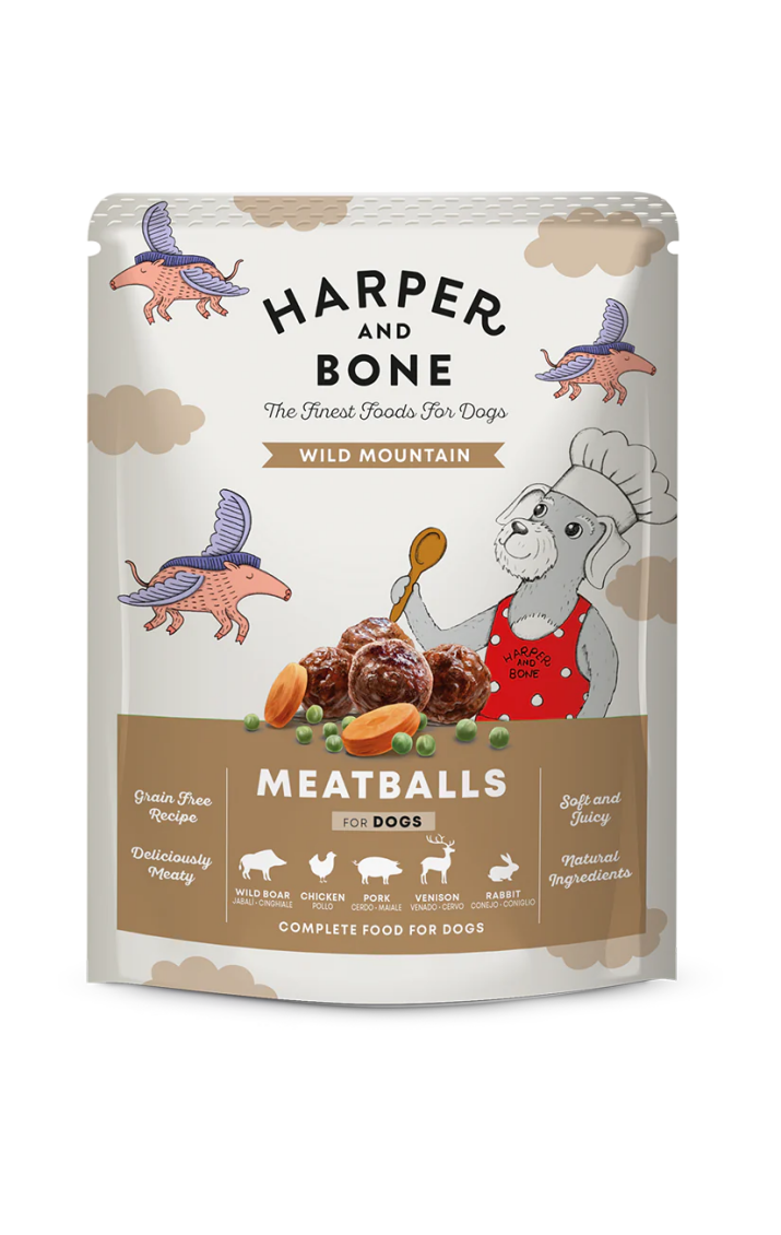 Harper & bone poch de algondigas para perro WILD MOUNTAIN con ciervo,javalí, conejo, entre otros de 100 gr