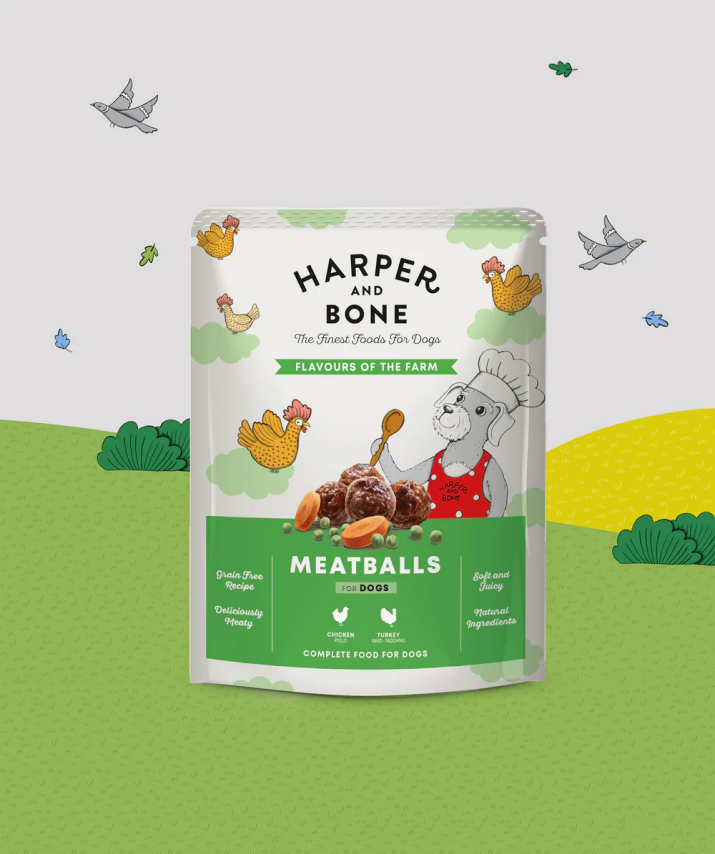 Harper & bone poch de algondigas para perro FLAVOURS FARM con pollo, pavo de 300 gr